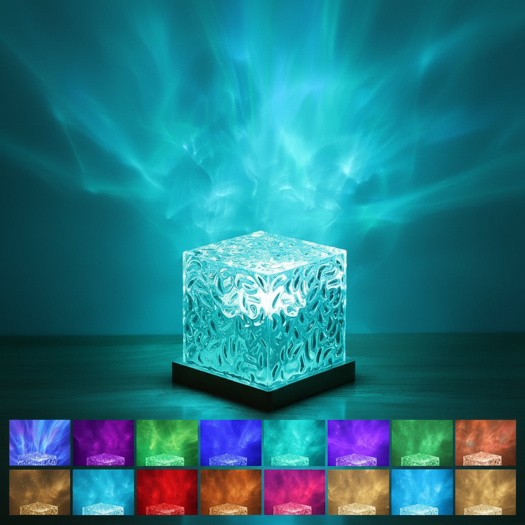 Crystal Lamp Water Ripple Projector Night Light Decoration Home Houses Bedroom Aesthetic Atmosphere Holiday Gift Sunset Lights Home Decor